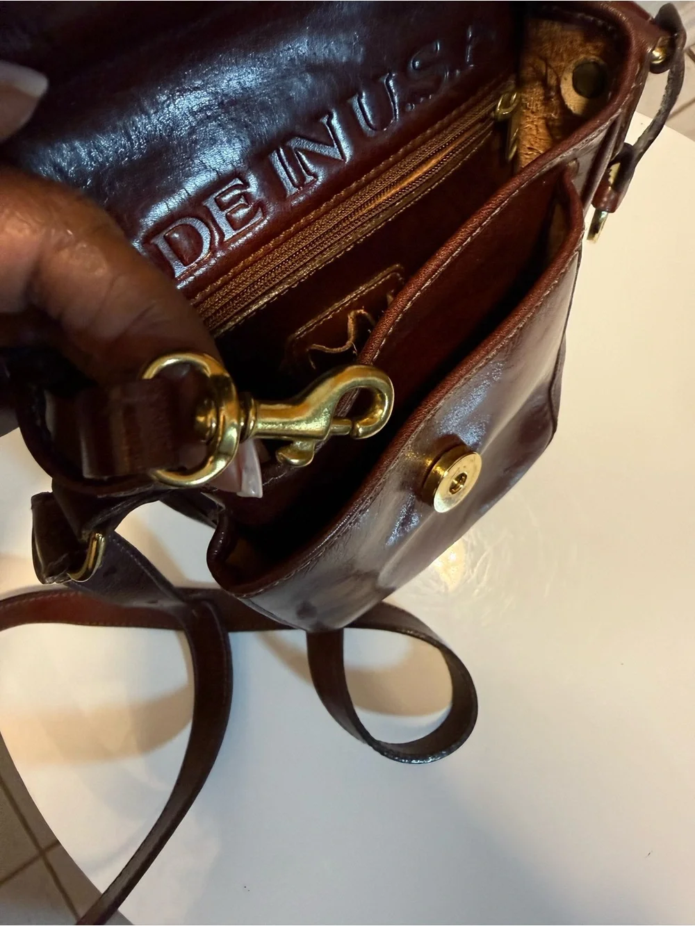 Vintage Brahmin Dark Brown Leather Crossbody Bag - Picture 8 of 15